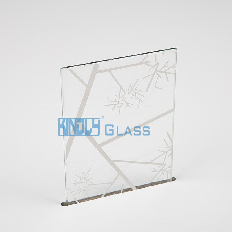 Vidrio transparente grabado al ácido de diseño